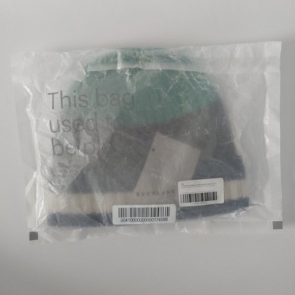 Everlane Cashmere Beanie Unisex Blue Green Striped Knit Hat Quality Winter NWT - Picture 8 of 10